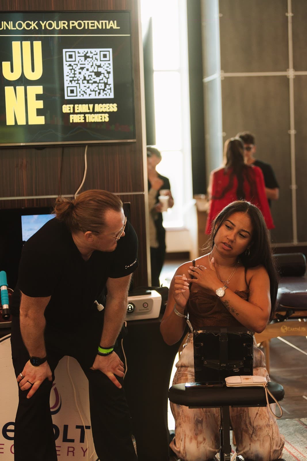 Jake working with an attendee at a Tampa event activation